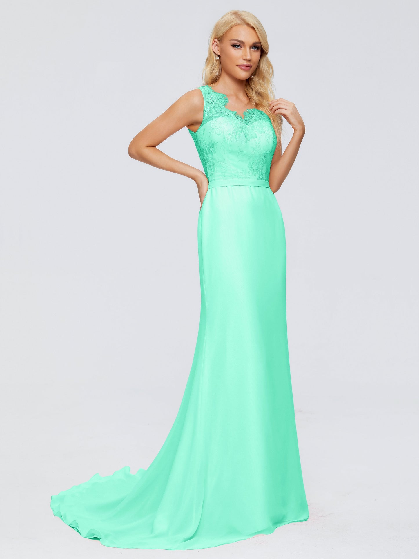 Alexis Hourglass V-Neck Lace Bridesmaid Dresses