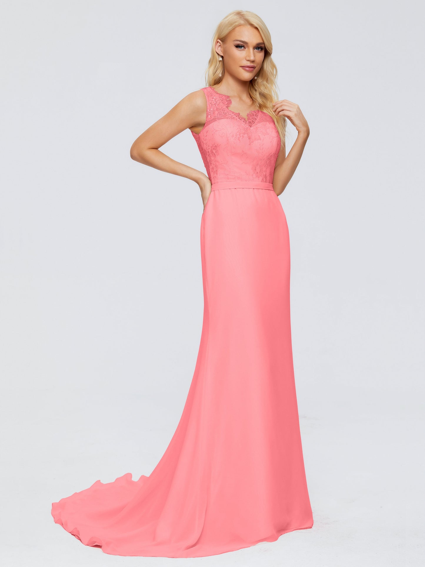 Alexis Hourglass V-Neck Lace Bridesmaid Dresses