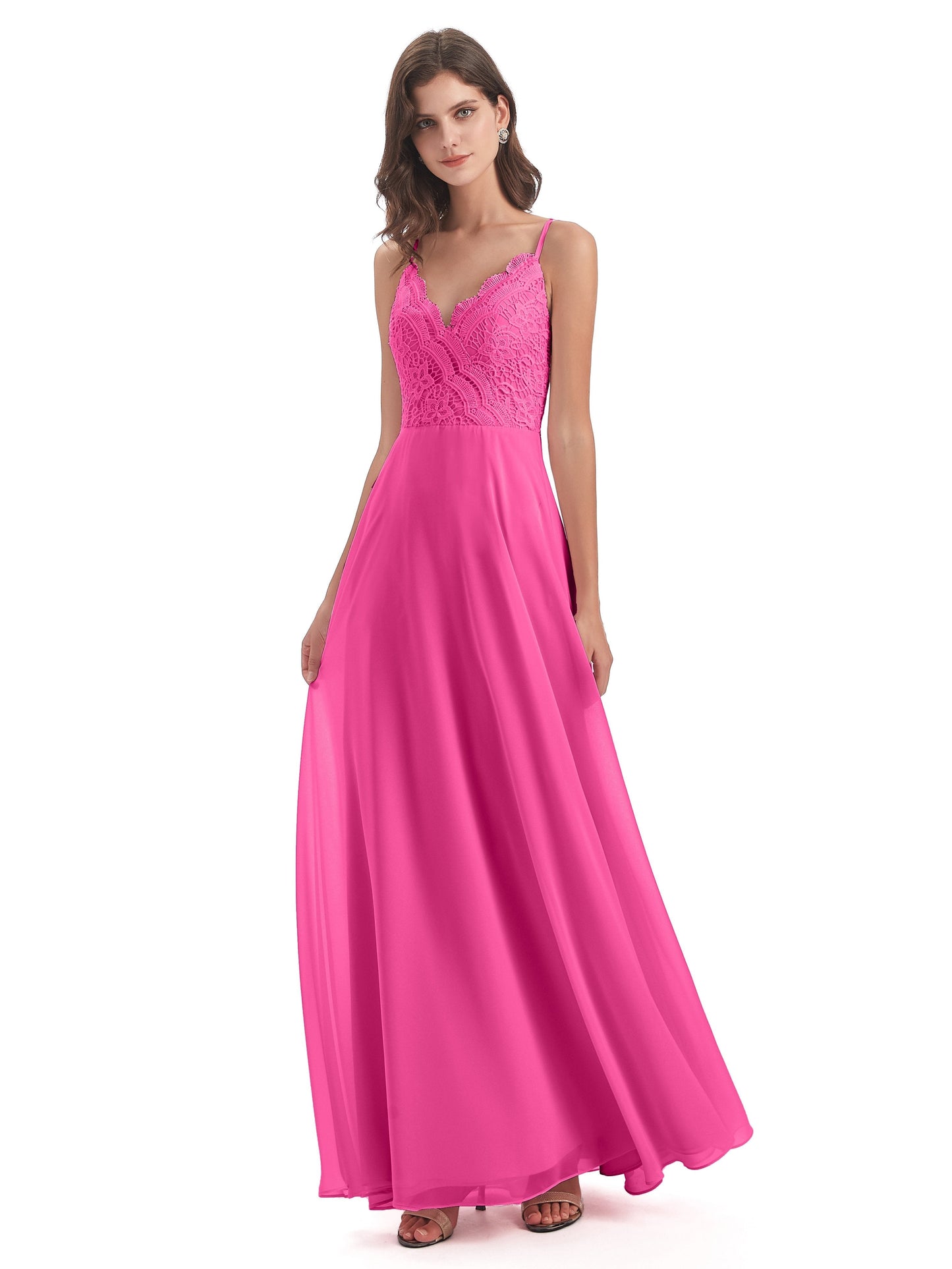 Alisa Spaghetti Straps Lace Bridesmaid Dresses