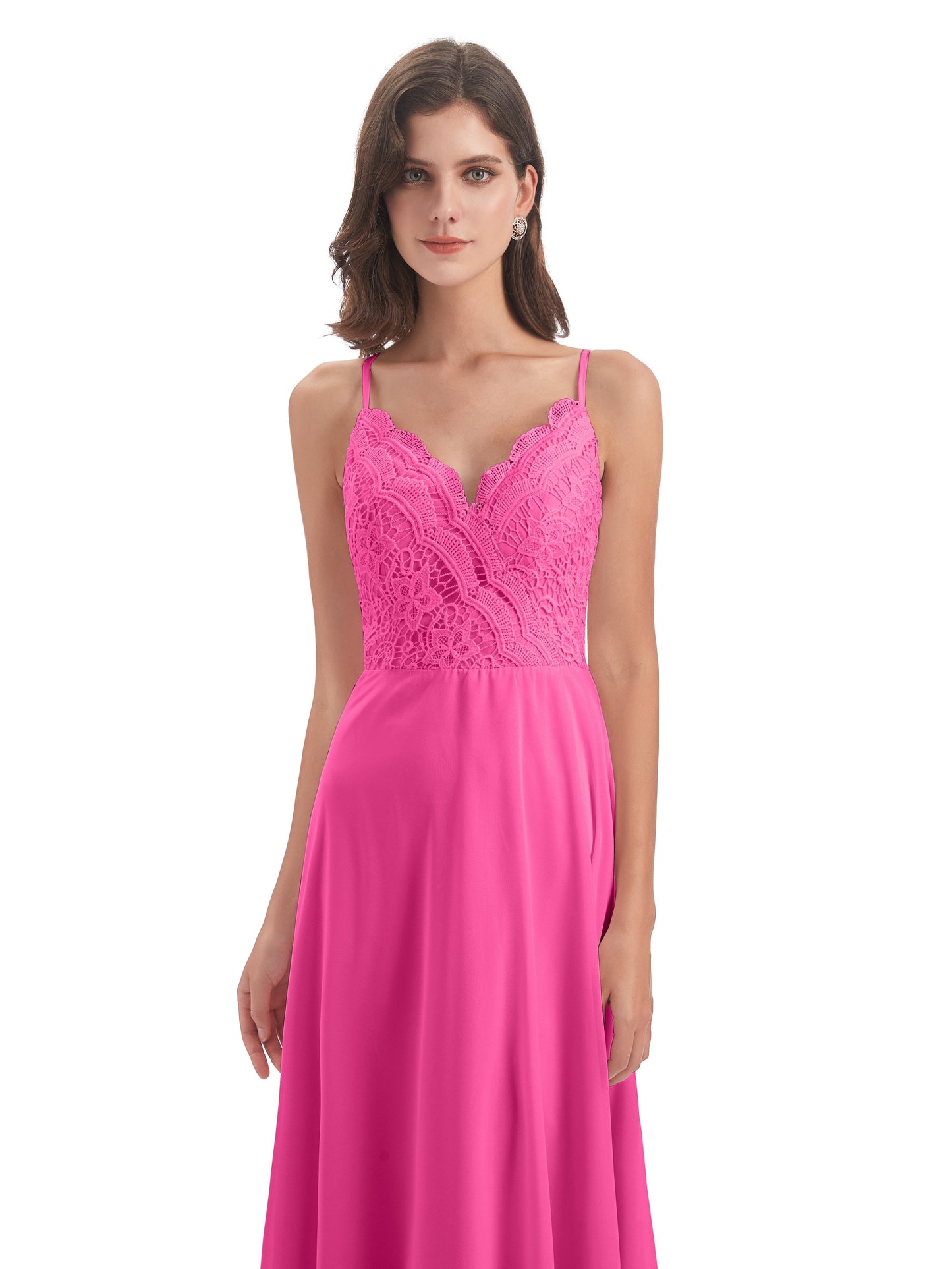 Alisa Spaghetti Straps Lace Bridesmaid Dresses