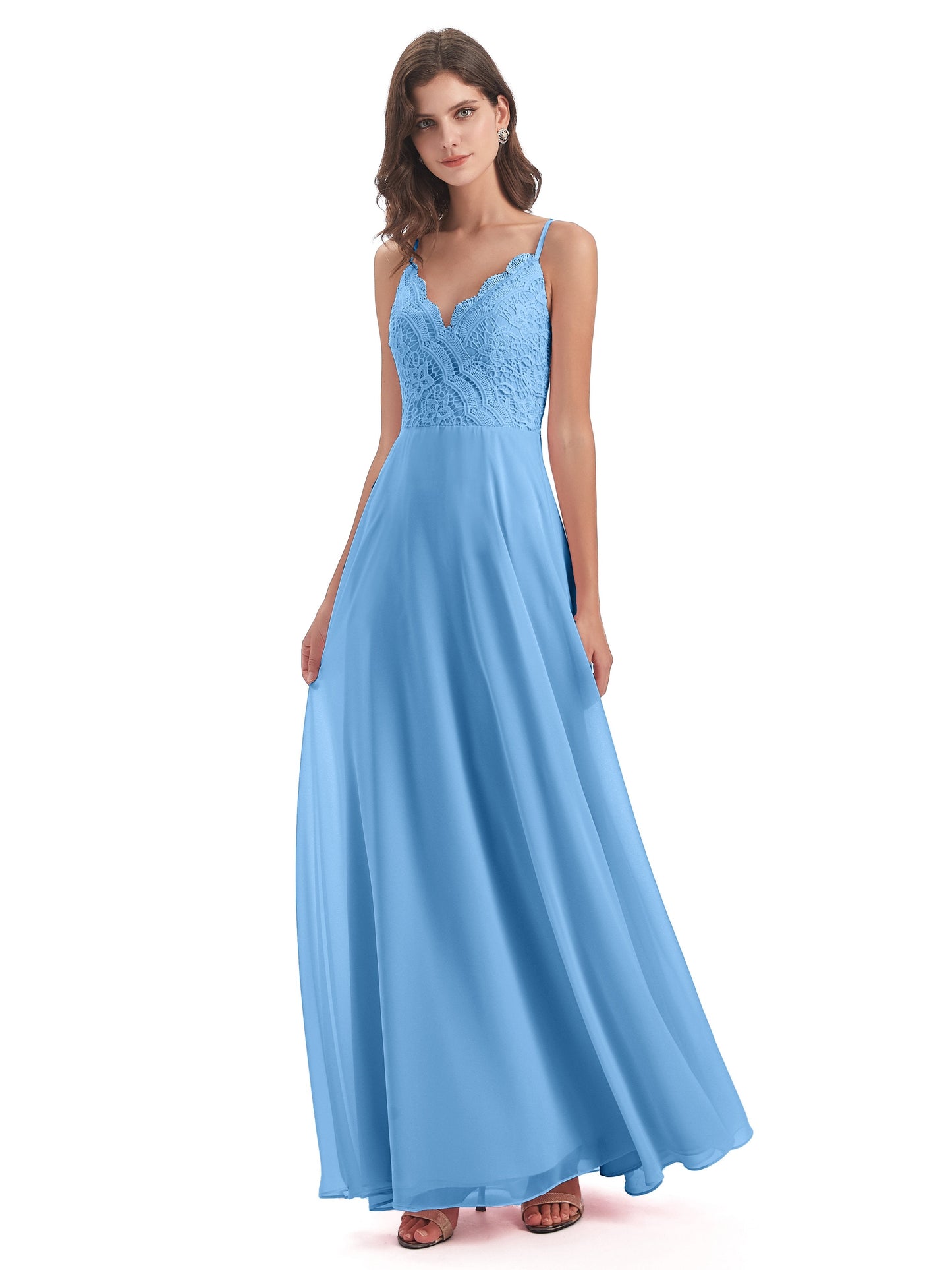 Alisa Spaghetti Straps Lace Bridesmaid Dresses