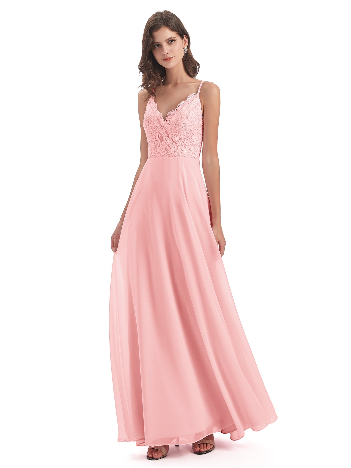 Alisa Spaghetti Straps Lace Bridesmaid Dresses