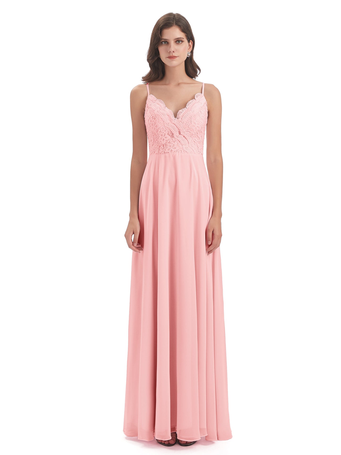 Alisa Spaghetti Straps Lace Bridesmaid Dresses