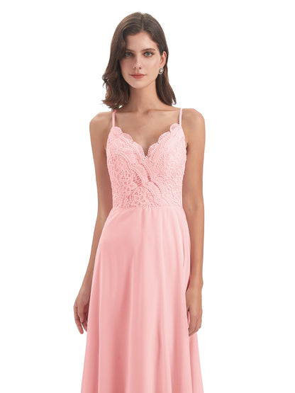 Alisa Spaghetti Straps Lace Bridesmaid Dresses