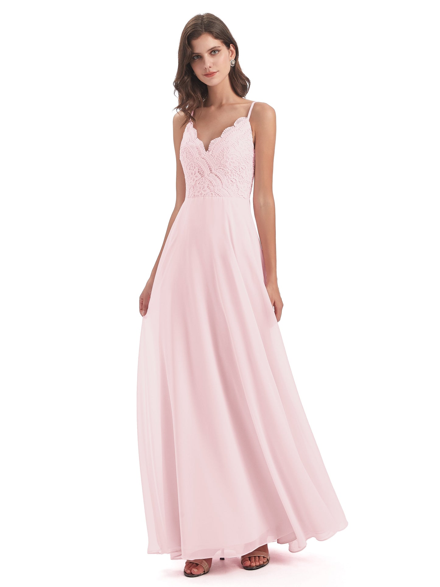 Alisa Spaghetti Straps Lace Bridesmaid Dresses