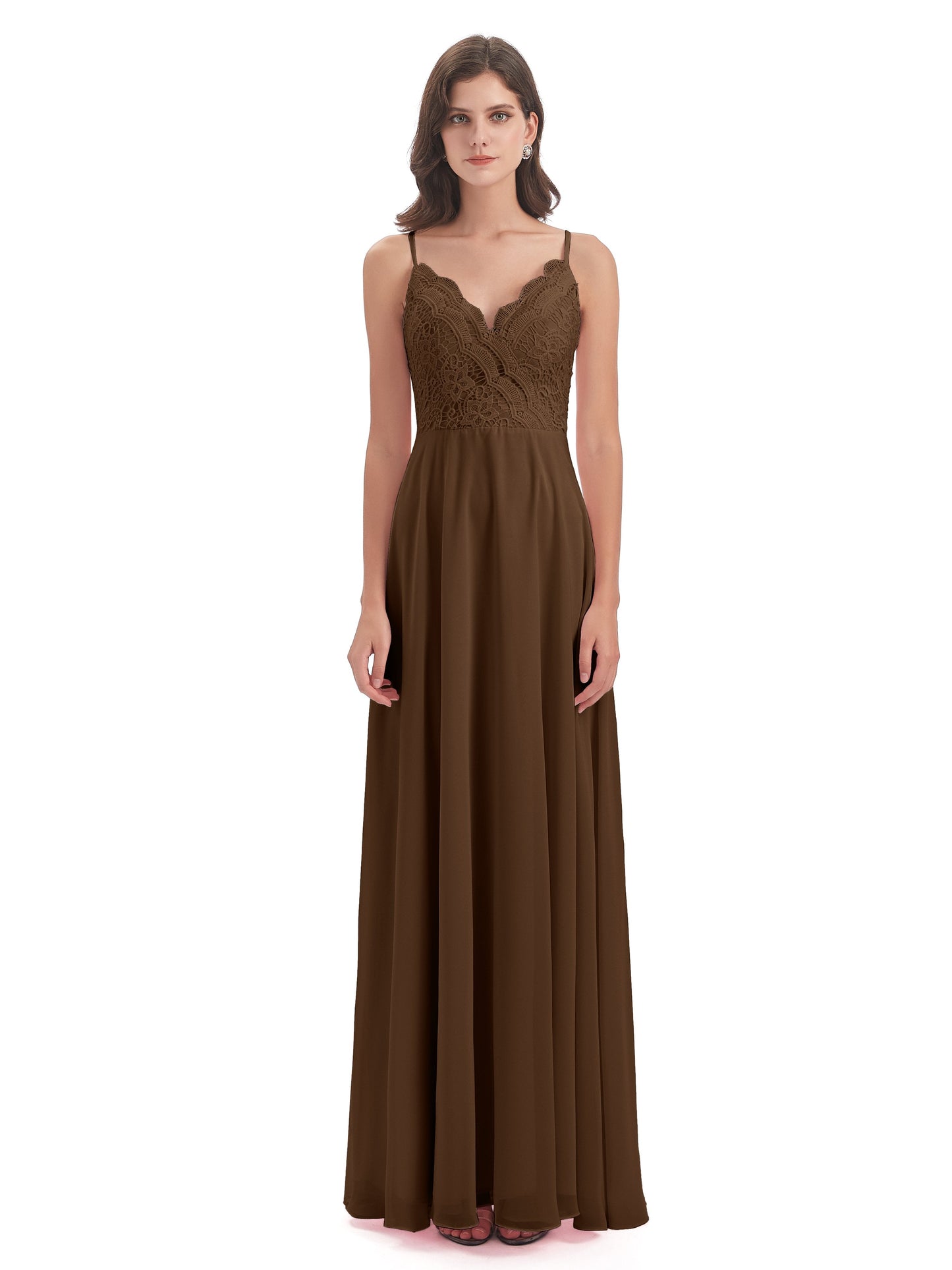 Alisa Spaghetti Straps Lace Bridesmaid Dresses