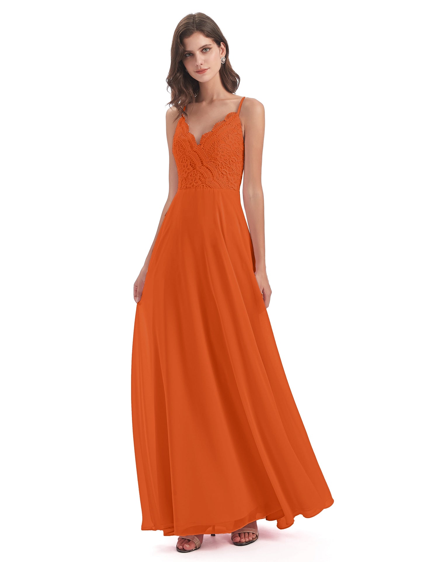 Alisa Spaghetti Straps Lace Bridesmaid Dresses