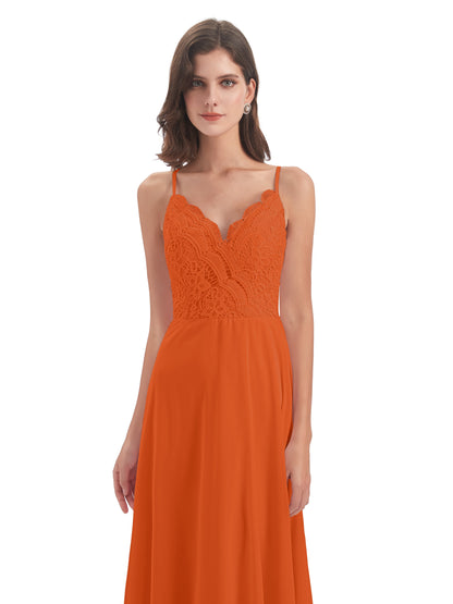 Alisa Spaghetti Straps Lace Bridesmaid Dresses