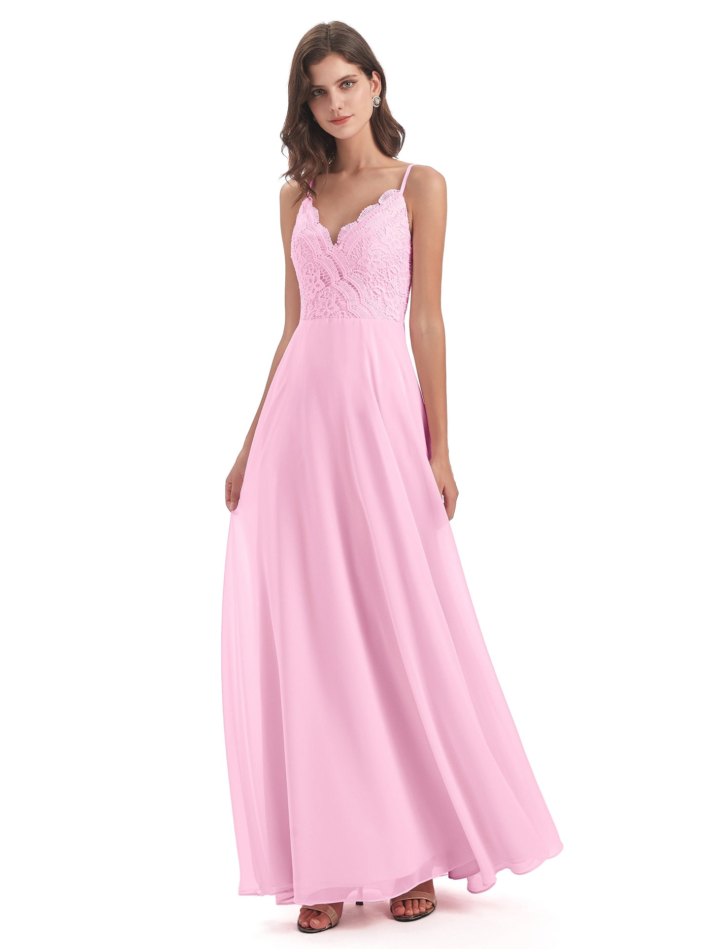 Alisa Spaghetti Straps Lace Bridesmaid Dresses