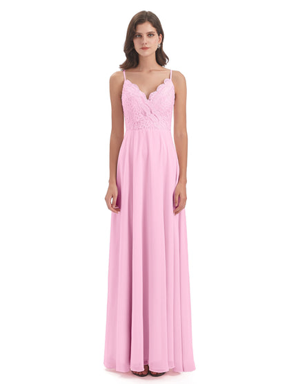 Alisa Spaghetti Straps Lace Bridesmaid Dresses