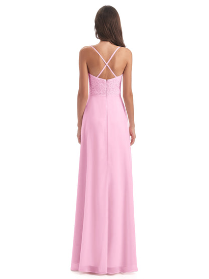 Alisa Spaghetti Straps Lace Bridesmaid Dresses
