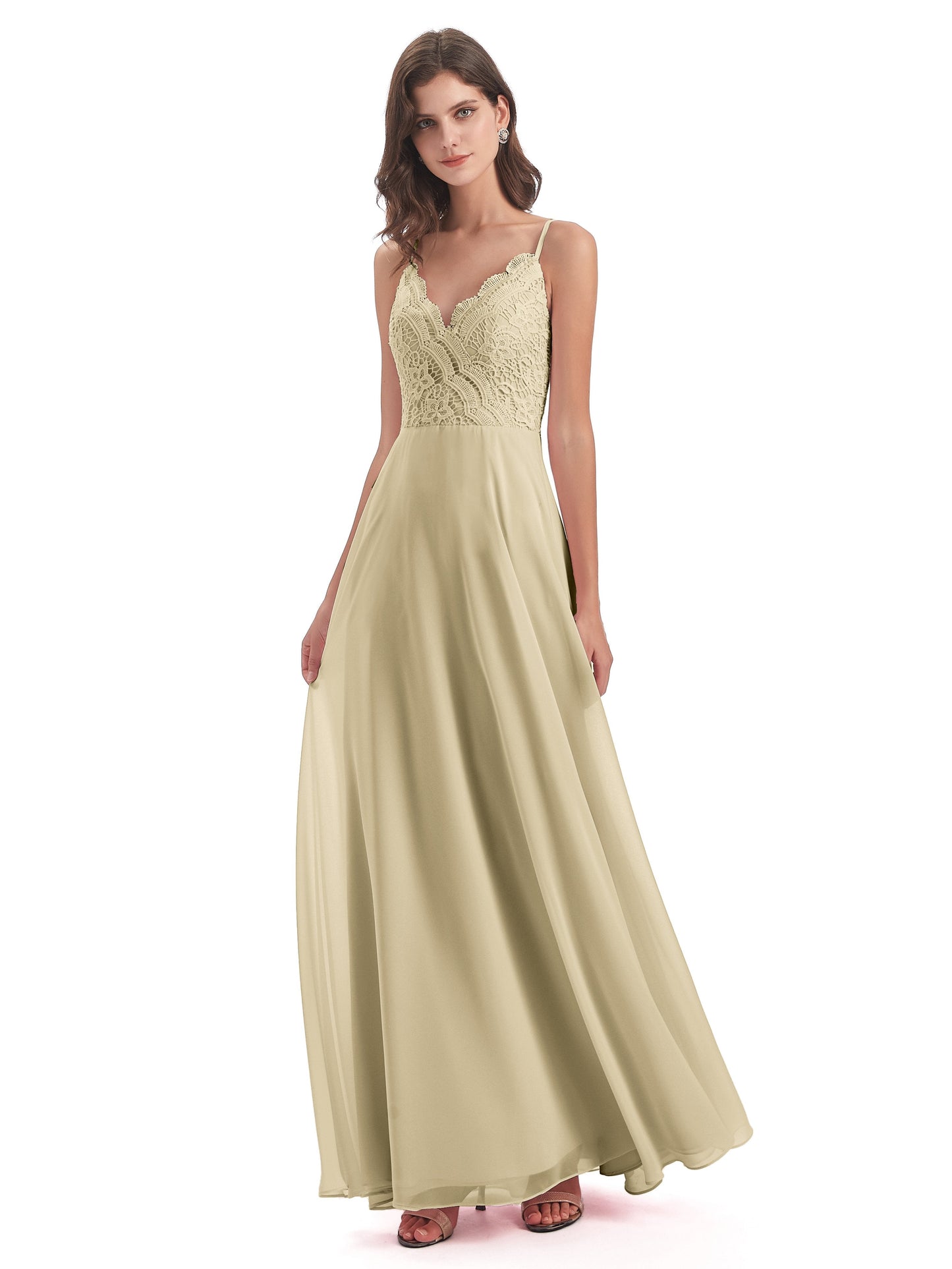 Alisa Spaghetti Straps Lace Bridesmaid Dresses