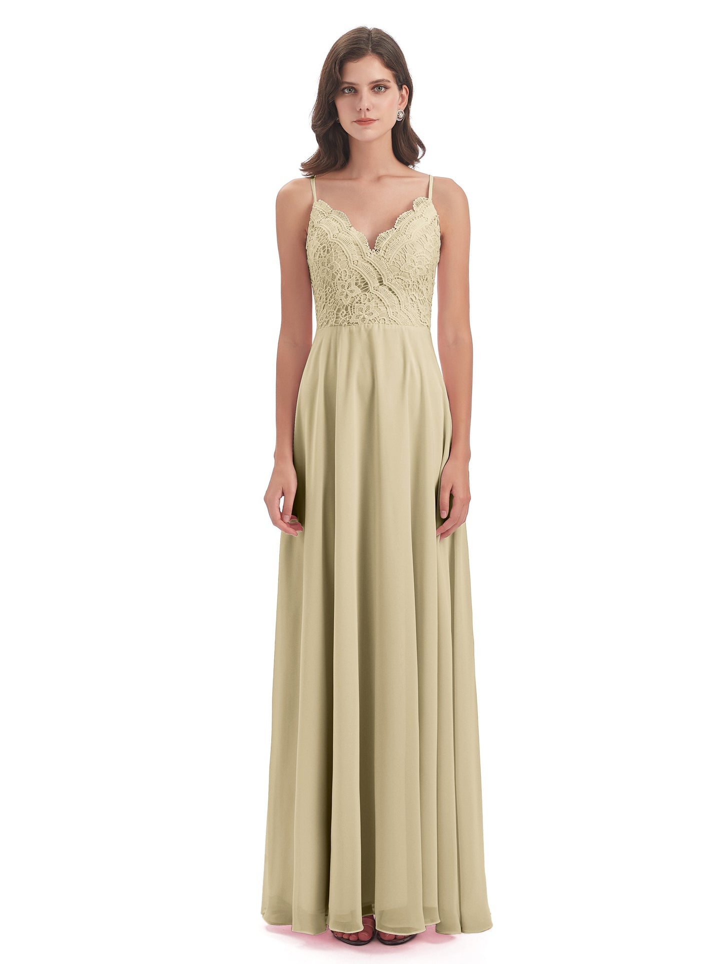 Alisa Spaghetti Straps Lace Bridesmaid Dresses