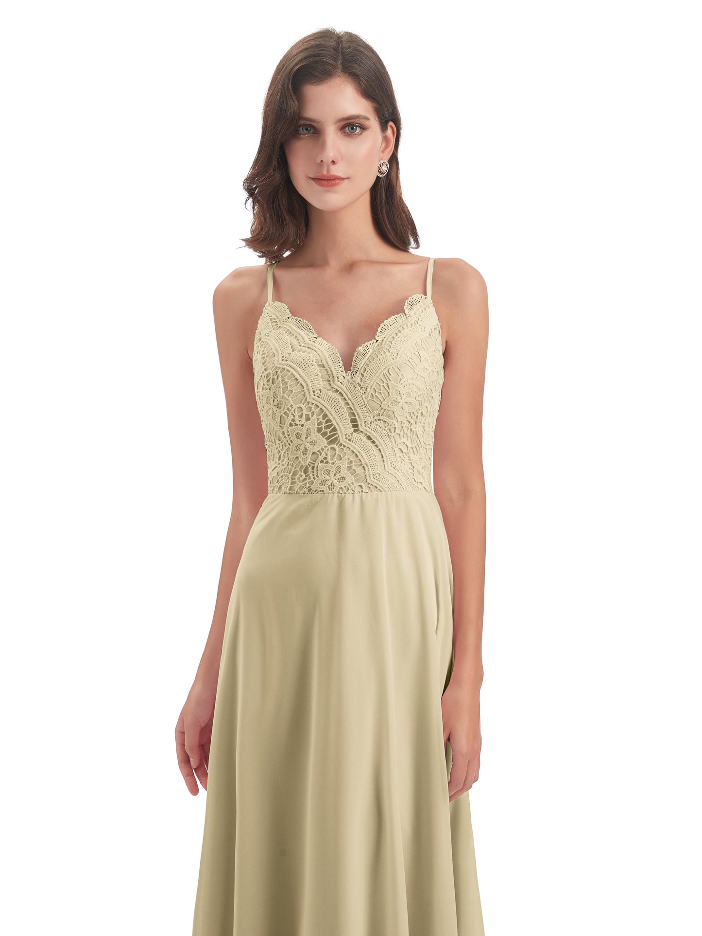 Alisa Spaghetti Straps Lace Bridesmaid Dresses