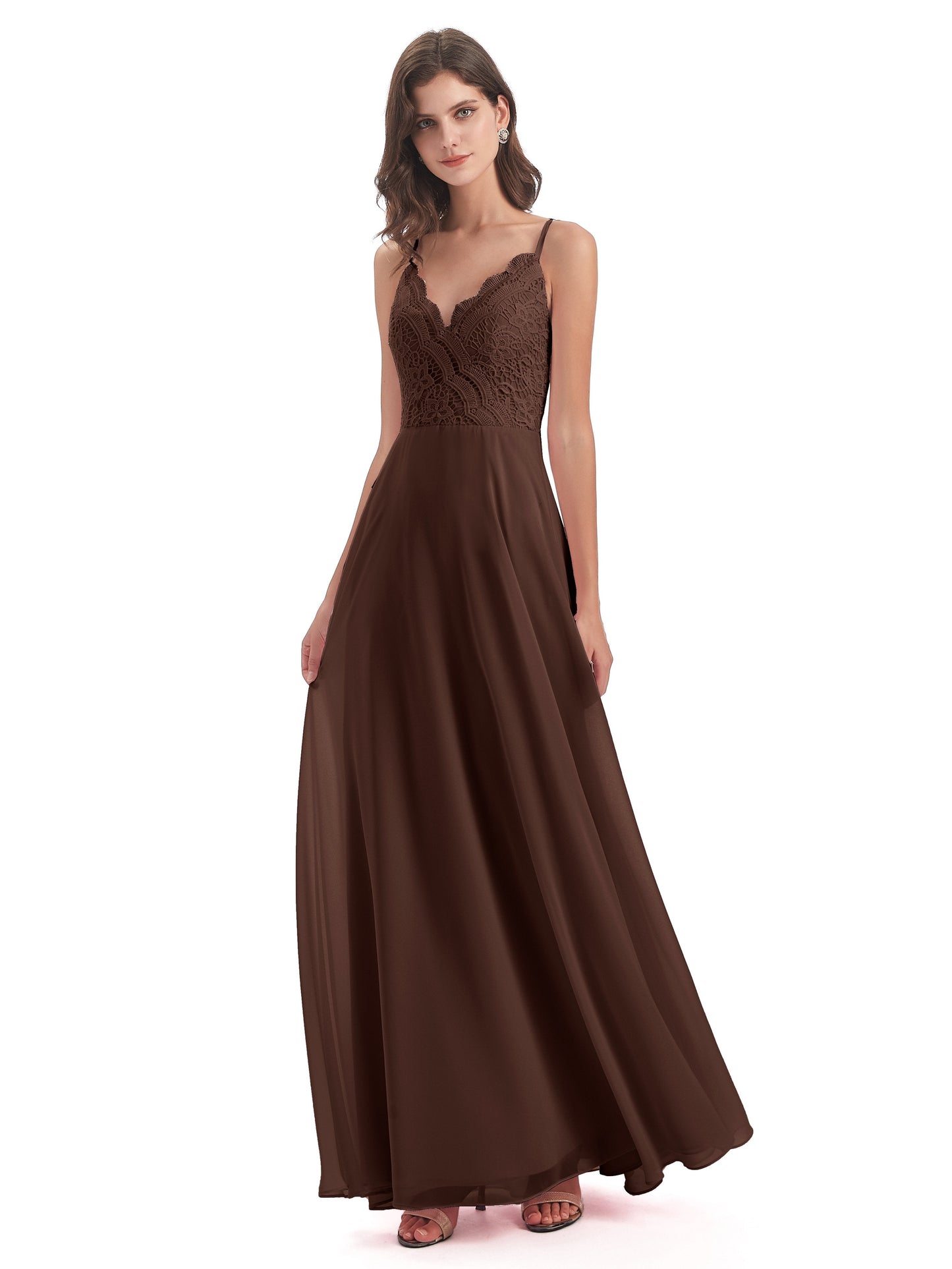 Alisa Spaghetti Straps Lace Bridesmaid Dresses