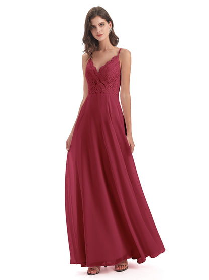 Alisa Spaghetti Straps Lace Bridesmaid Dresses