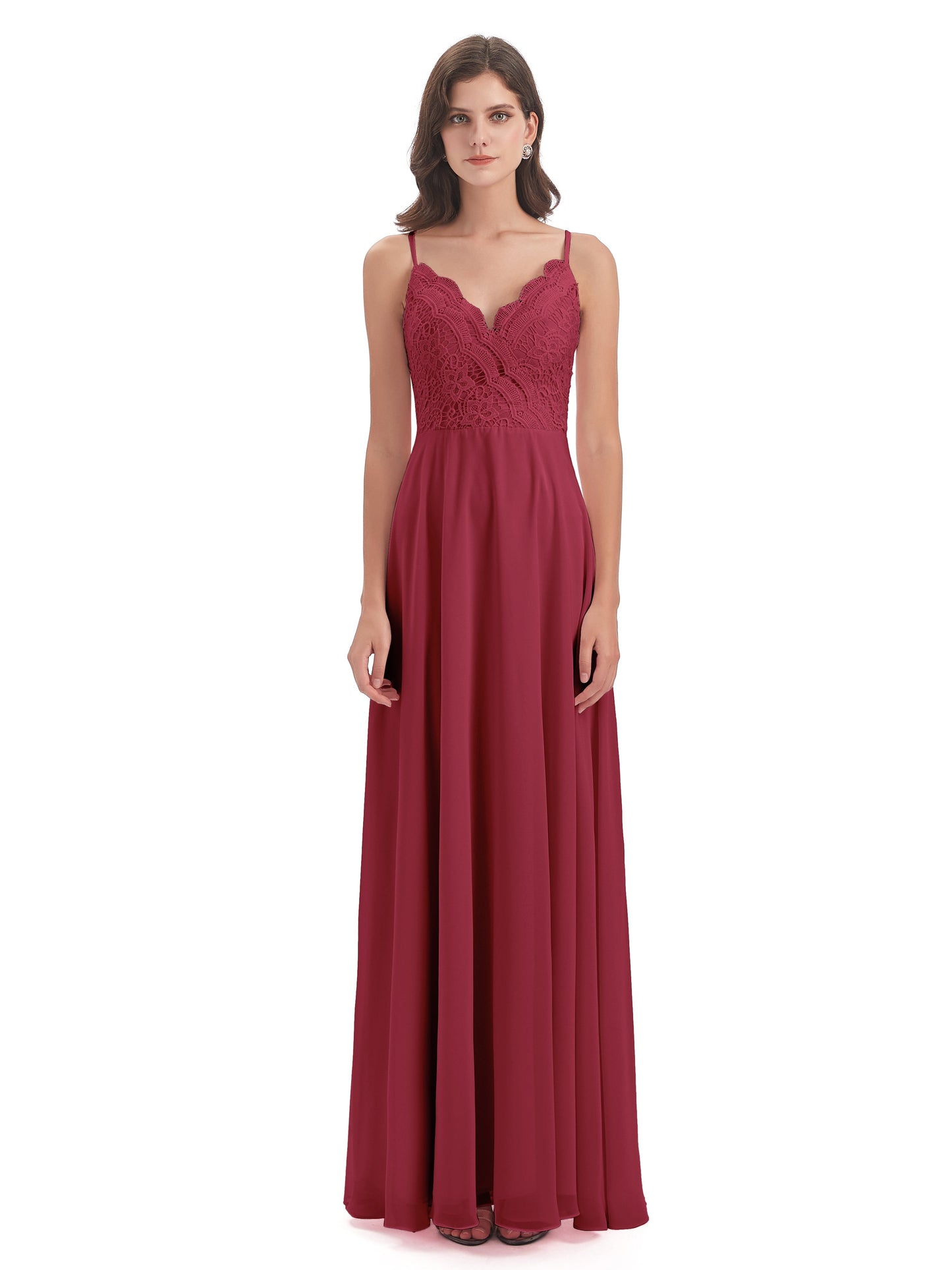 Alisa Spaghetti Straps Lace Bridesmaid Dresses