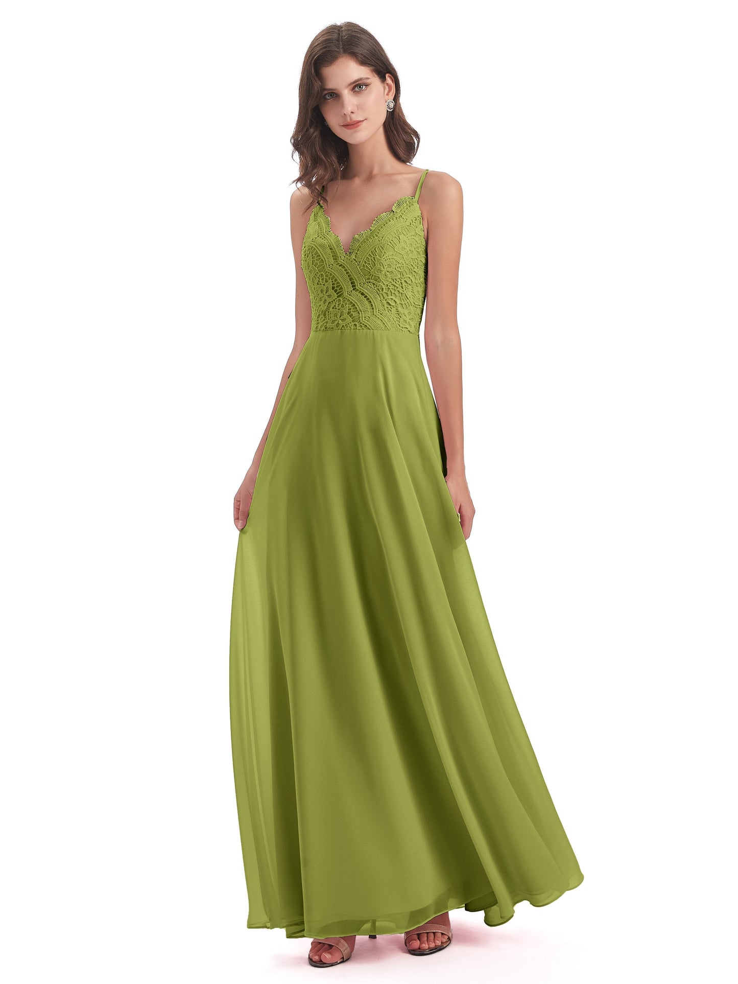 Alisa Spaghetti Straps Lace Bridesmaid Dresses