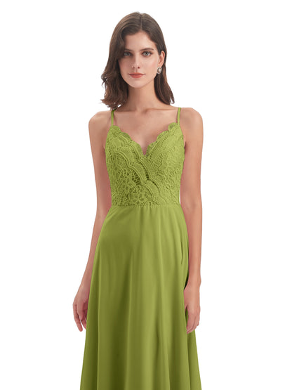 Alisa Spaghetti Straps Lace Bridesmaid Dresses