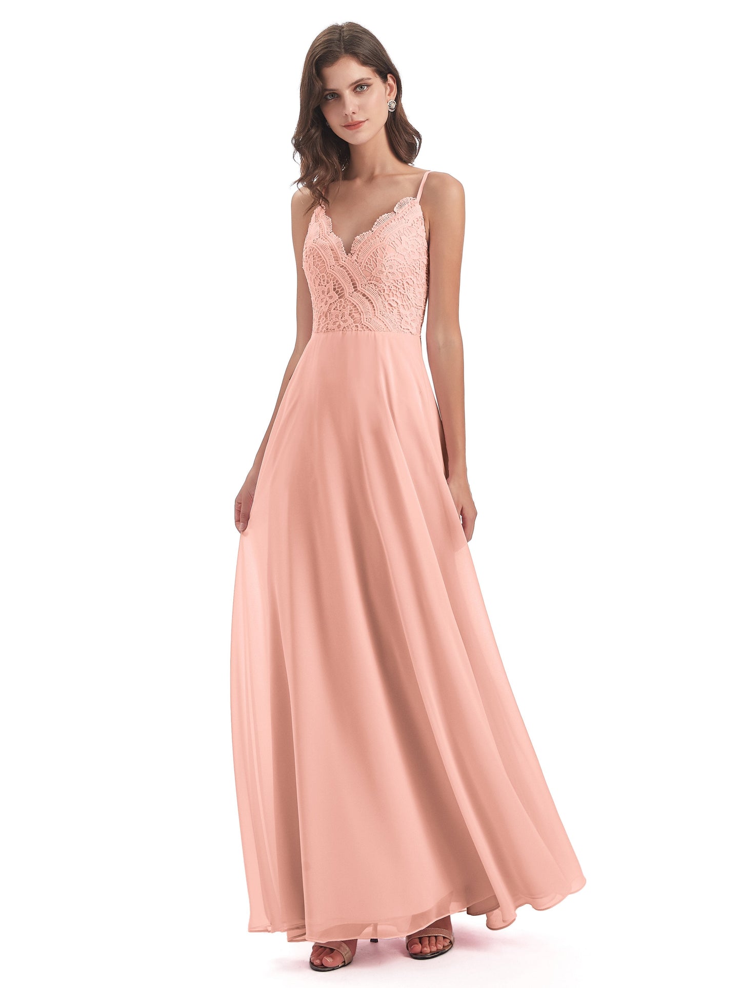 Alisa Spaghetti Straps Lace Bridesmaid Dresses