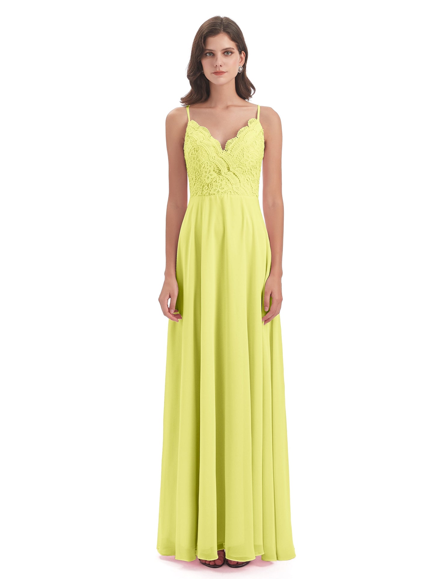 Alisa Spaghetti Straps Lace Bridesmaid Dresses
