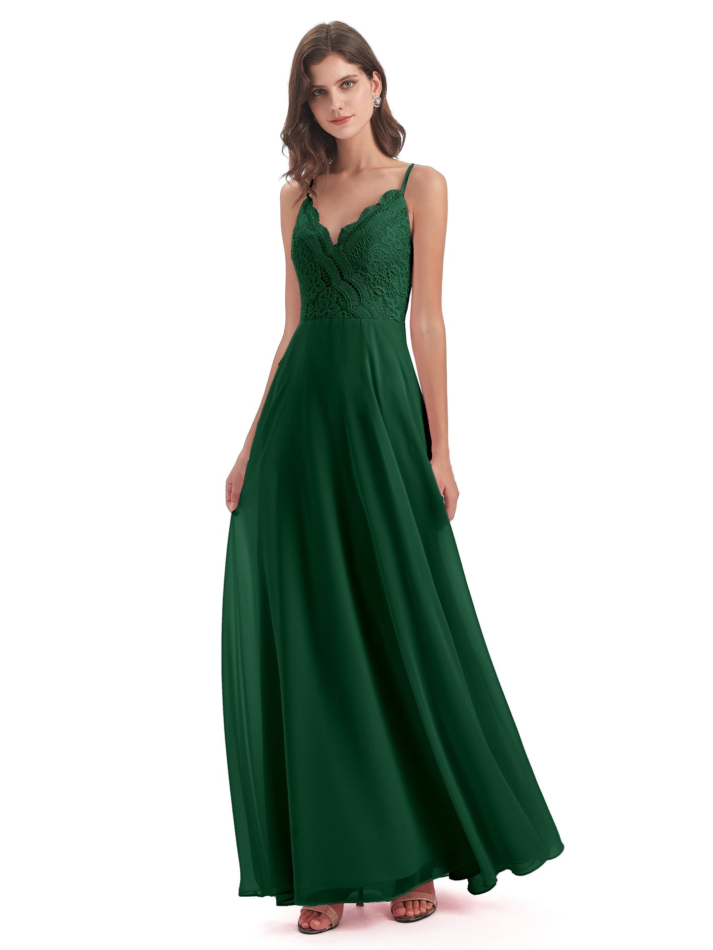 Alisa Spaghetti Straps Lace Bridesmaid Dresses