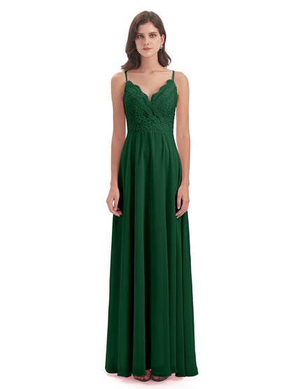 Alisa Spaghetti Straps Lace Bridesmaid Dresses