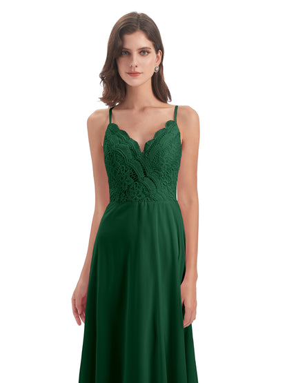 Alisa Spaghetti Straps Lace Bridesmaid Dresses