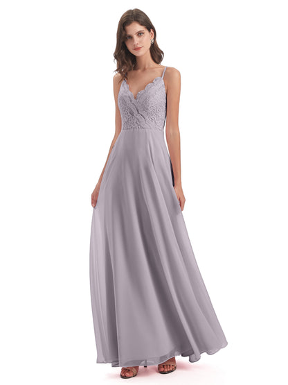 Alisa Spaghetti Straps Lace Bridesmaid Dresses