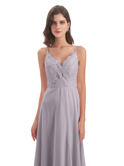 Alisa Spaghetti Straps Lace Bridesmaid Dresses