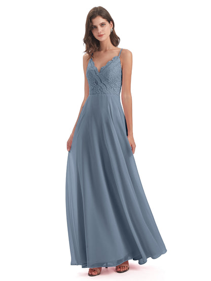 Alisa Spaghetti Straps Lace Bridesmaid Dresses