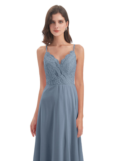 Alisa Spaghetti Straps Lace Bridesmaid Dresses