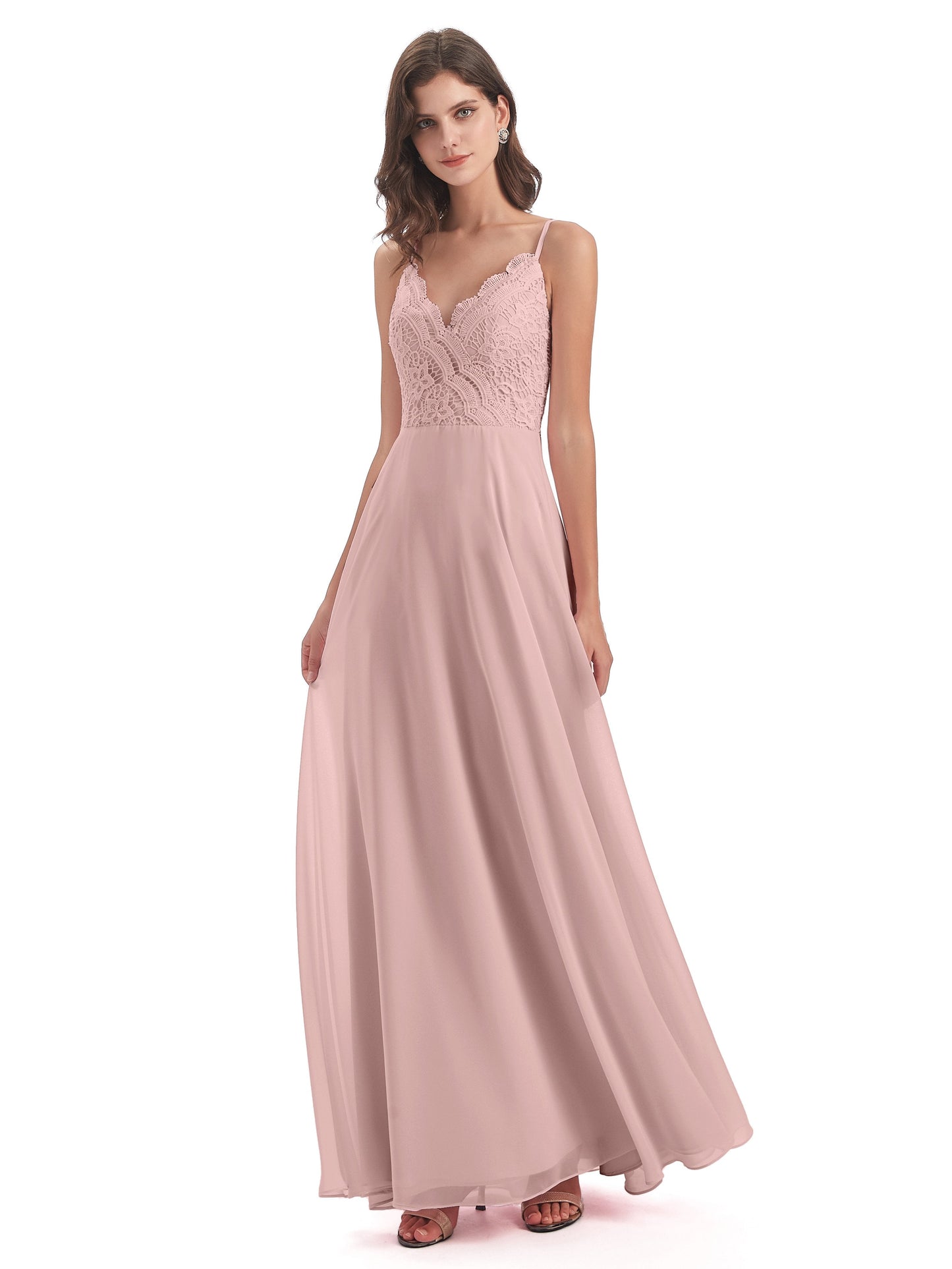Alisa Spaghetti Straps Lace Bridesmaid Dresses