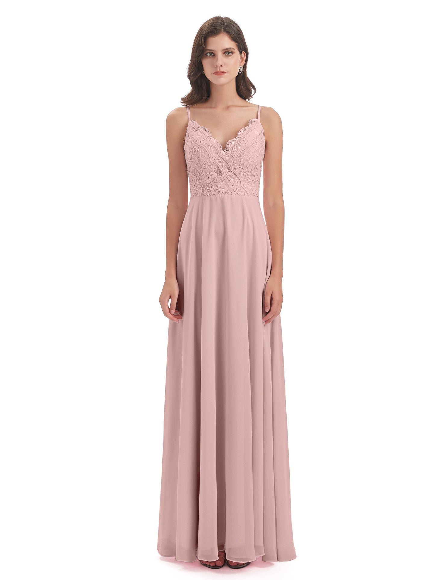 Alisa Spaghetti Straps Lace Bridesmaid Dresses