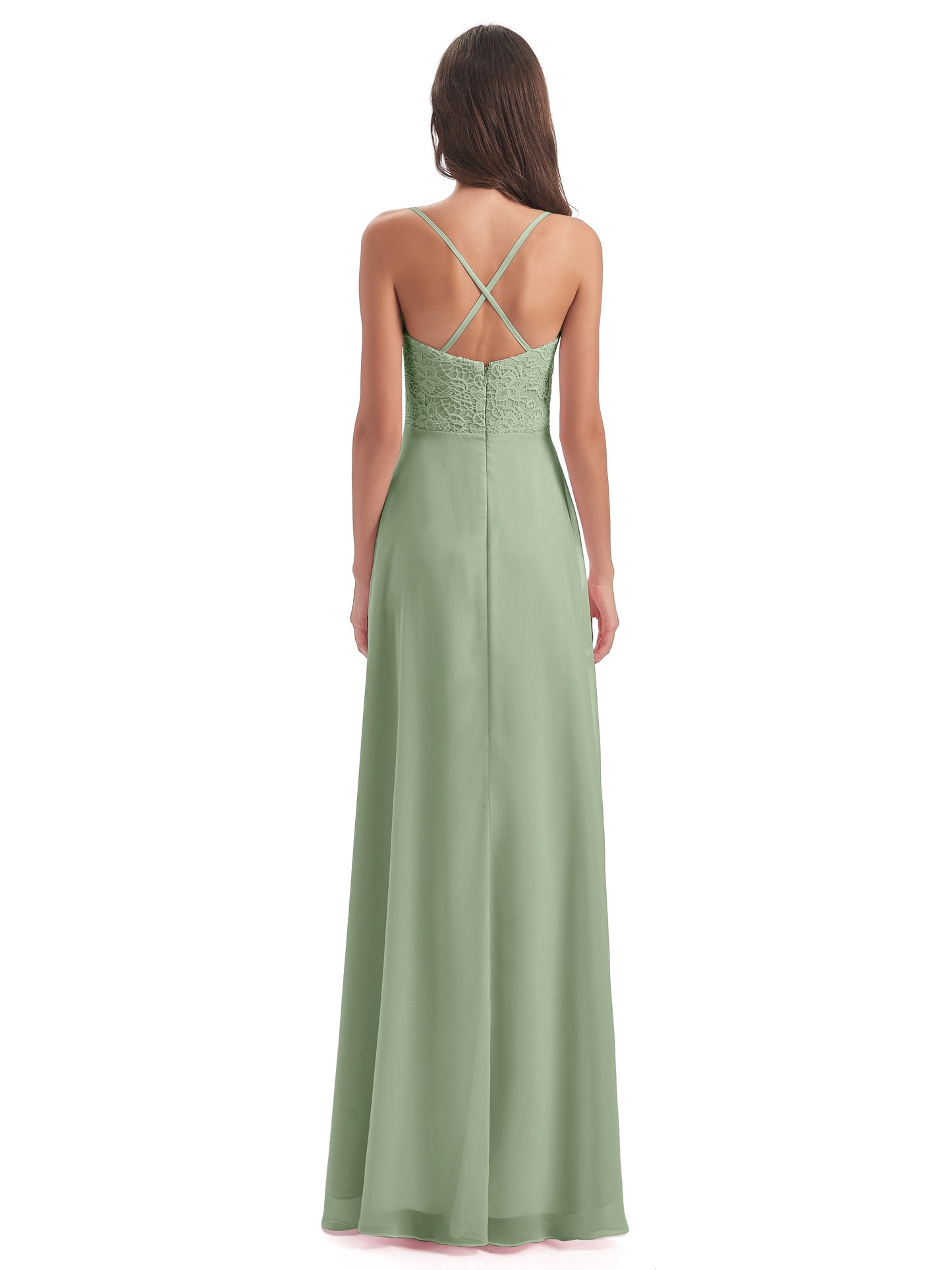 Alisa Spaghetti Straps Lace Bridesmaid Dresses