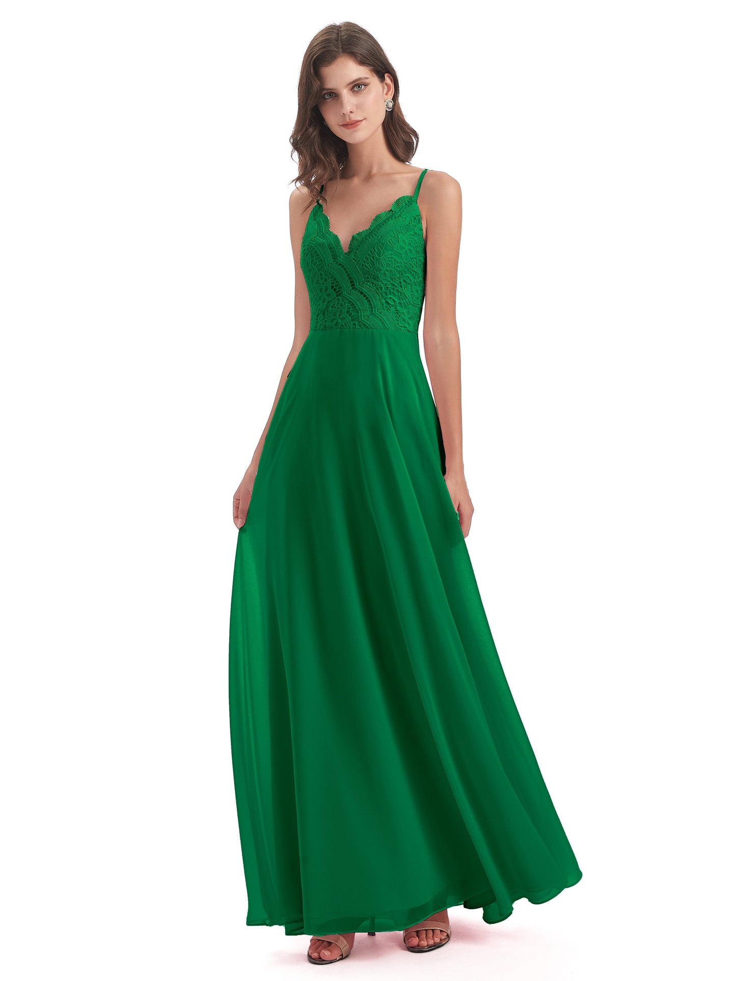Alisa Spaghetti Straps Lace Bridesmaid Dresses