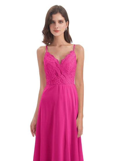 Alisa Spaghetti Straps Lace Bridesmaid Dresses