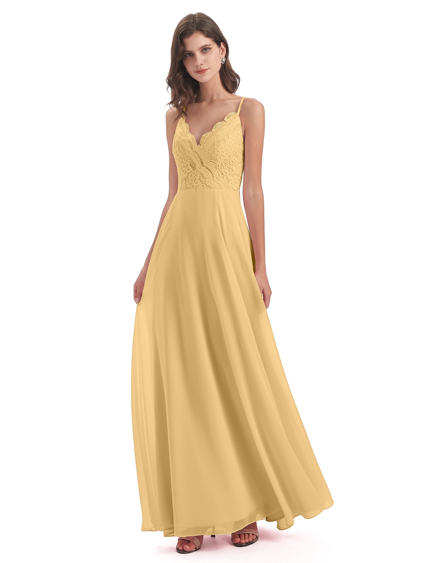 Alisa Spaghetti Straps Lace Bridesmaid Dresses