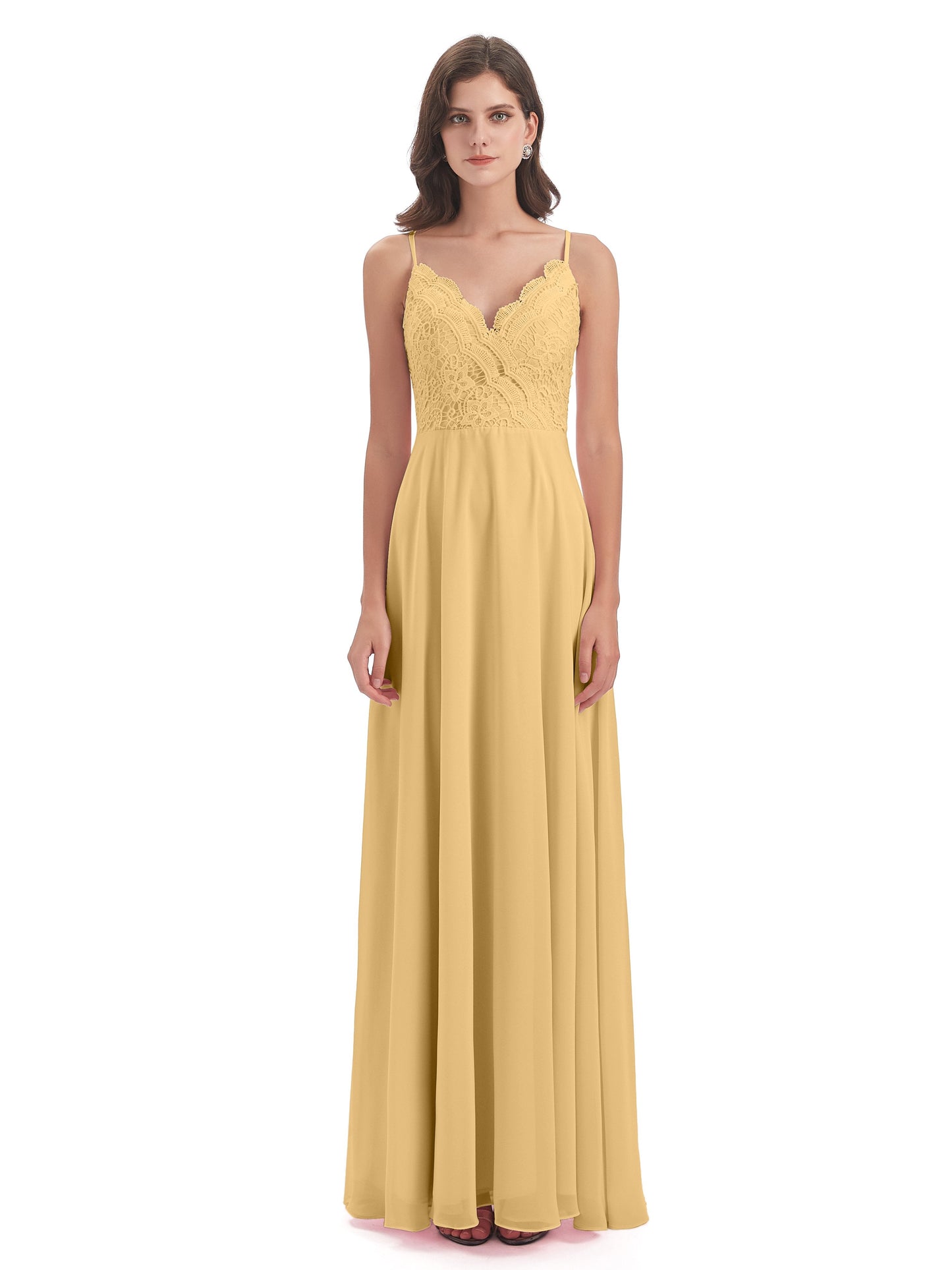 Alisa Spaghetti Straps Lace Bridesmaid Dresses