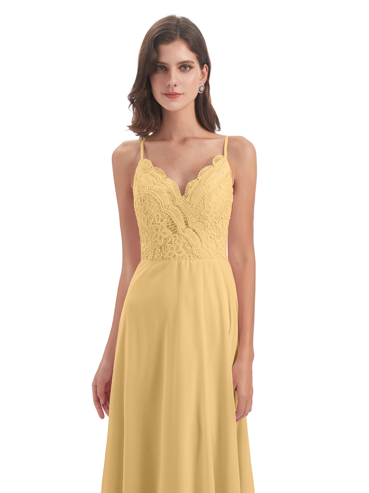 Alisa Spaghetti Straps Lace Bridesmaid Dresses