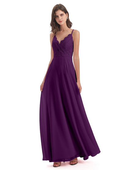 Alisa Spaghetti Straps Lace Bridesmaid Dresses