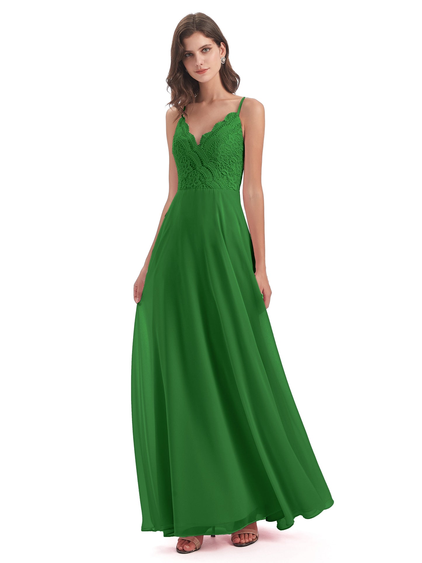 Alisa Spaghetti Straps Lace Bridesmaid Dresses