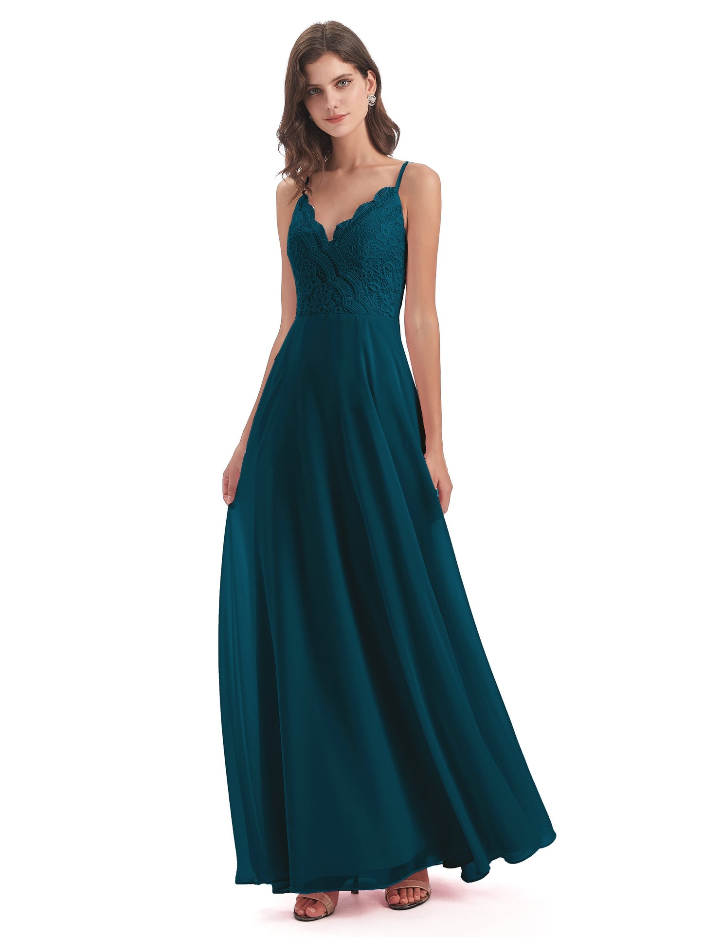 Alisa Spaghetti Straps Lace Bridesmaid Dresses