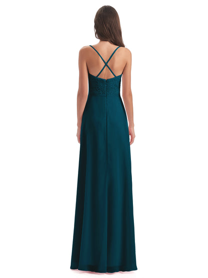 Alisa Spaghetti Straps Lace Bridesmaid Dresses