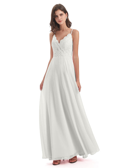Alisa Spaghetti Straps Lace Bridesmaid Dresses