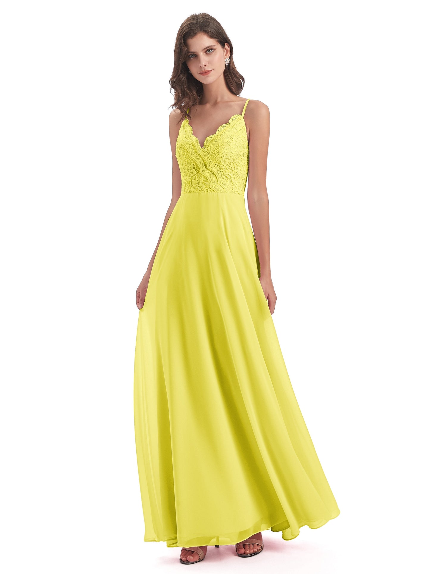 Alisa Spaghetti Straps Lace Bridesmaid Dresses
