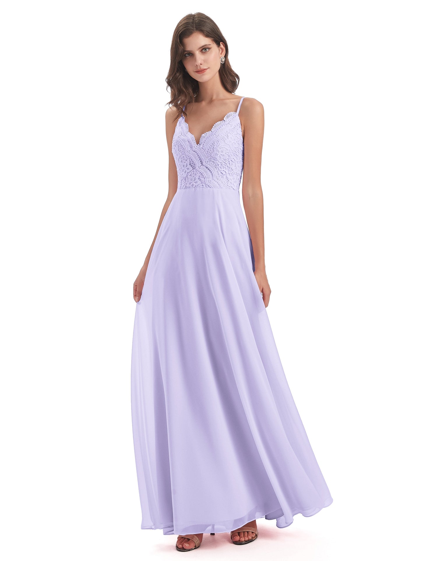 Alisa Spaghetti Straps Lace Bridesmaid Dresses