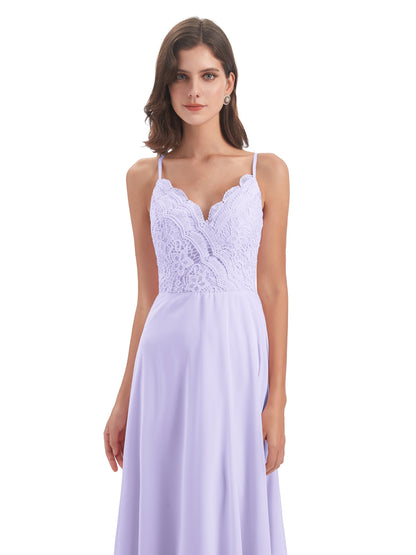 Alisa Spaghetti Straps Lace Bridesmaid Dresses