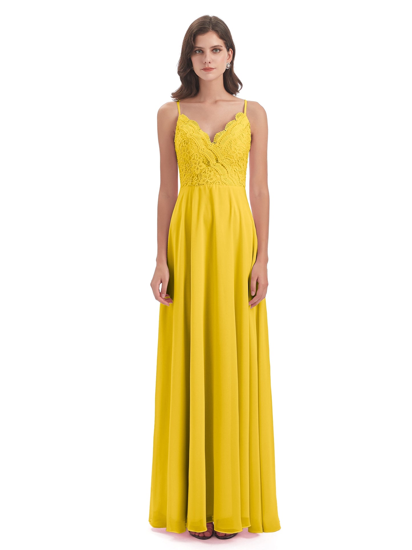 Alisa Spaghetti Straps Lace Bridesmaid Dresses