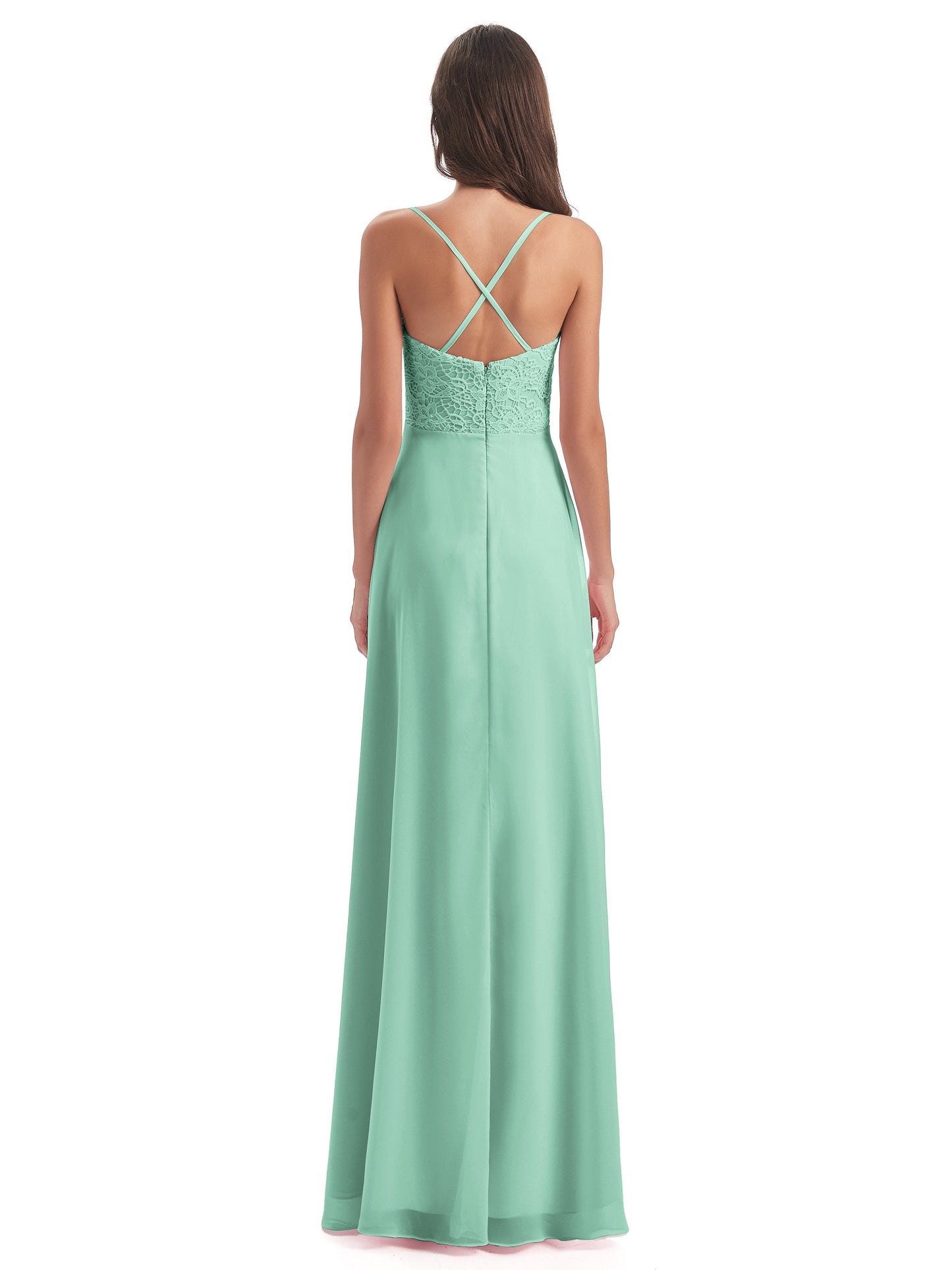 Alisa Spaghetti Straps Lace Bridesmaid Dresses